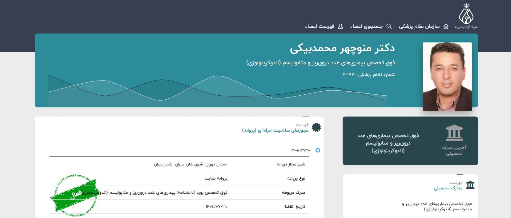 دکتر منوچهر محمدبیگی معرفی بهترین دکترهای متخصص غدد در تهران